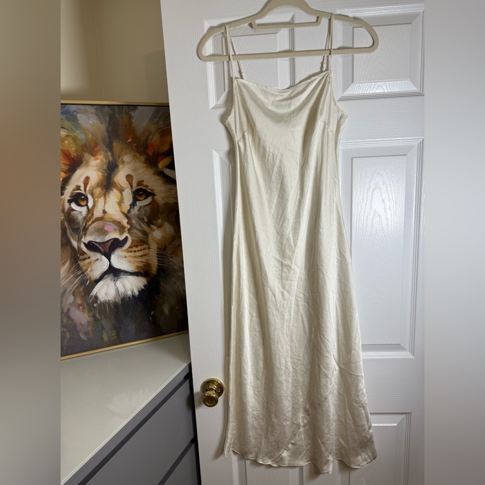 Aritzia Cream Satin Maxi Slip Dress